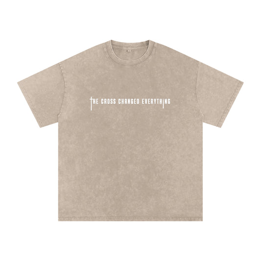 The Cross changed everything | Snow Washed Oversized Cotton T-Shirt