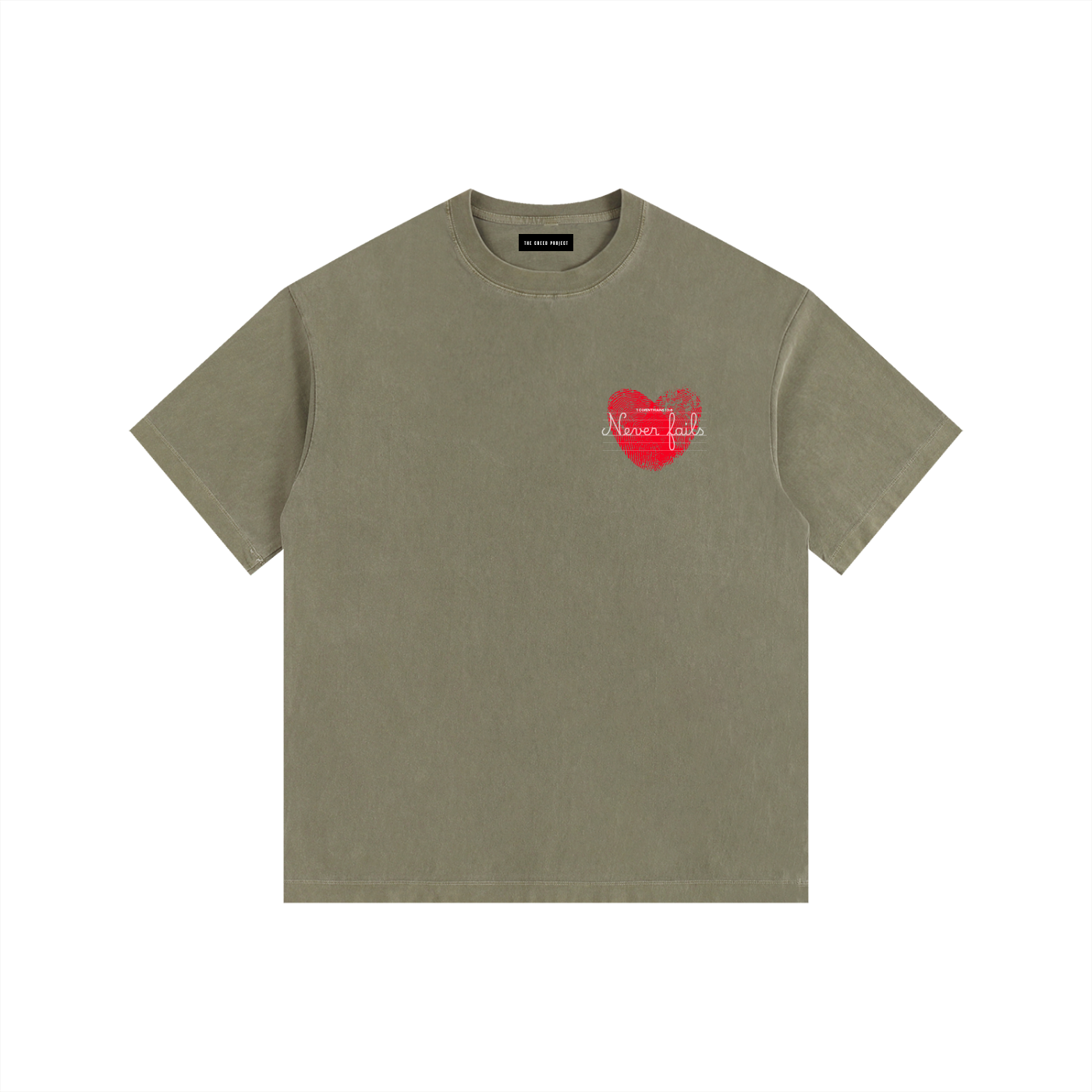 Love Never Fails | Vintage Washed Oversized Cotton T-Shirt