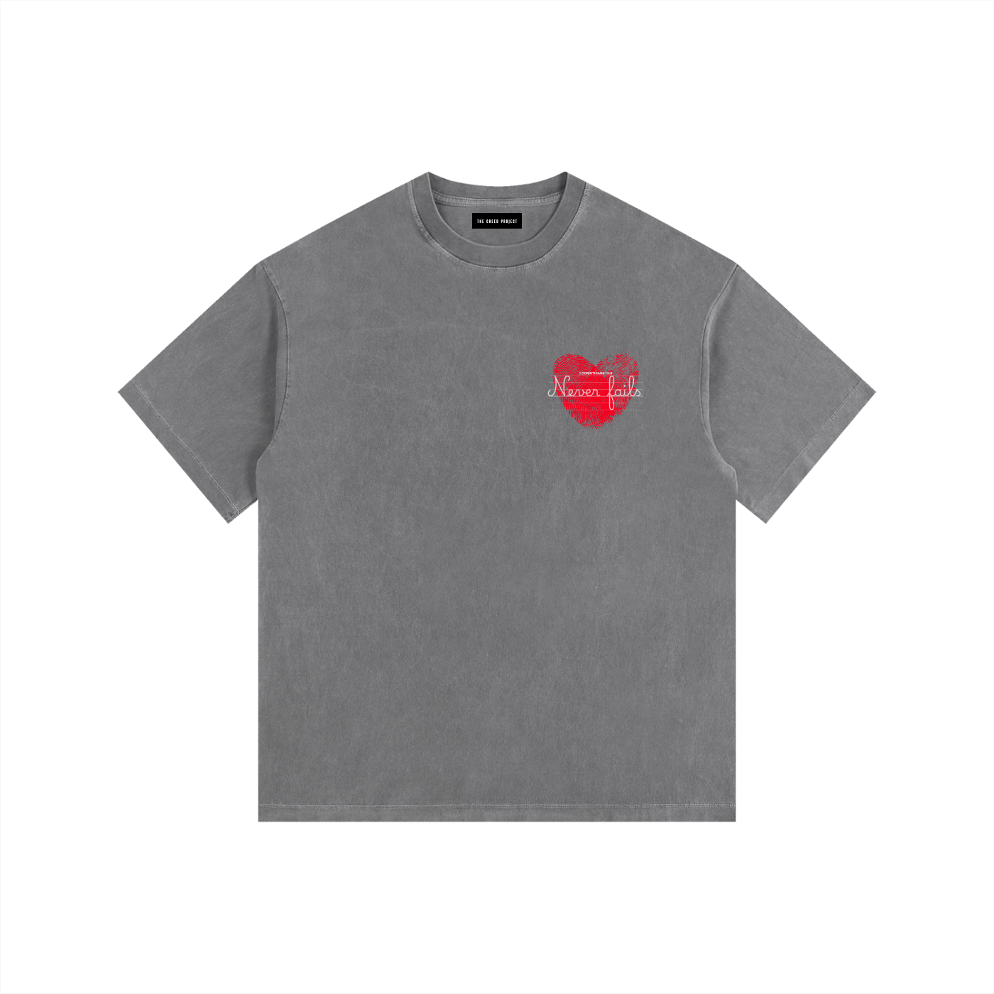 Love Never Fails | Vintage Washed Oversized Cotton T-Shirt