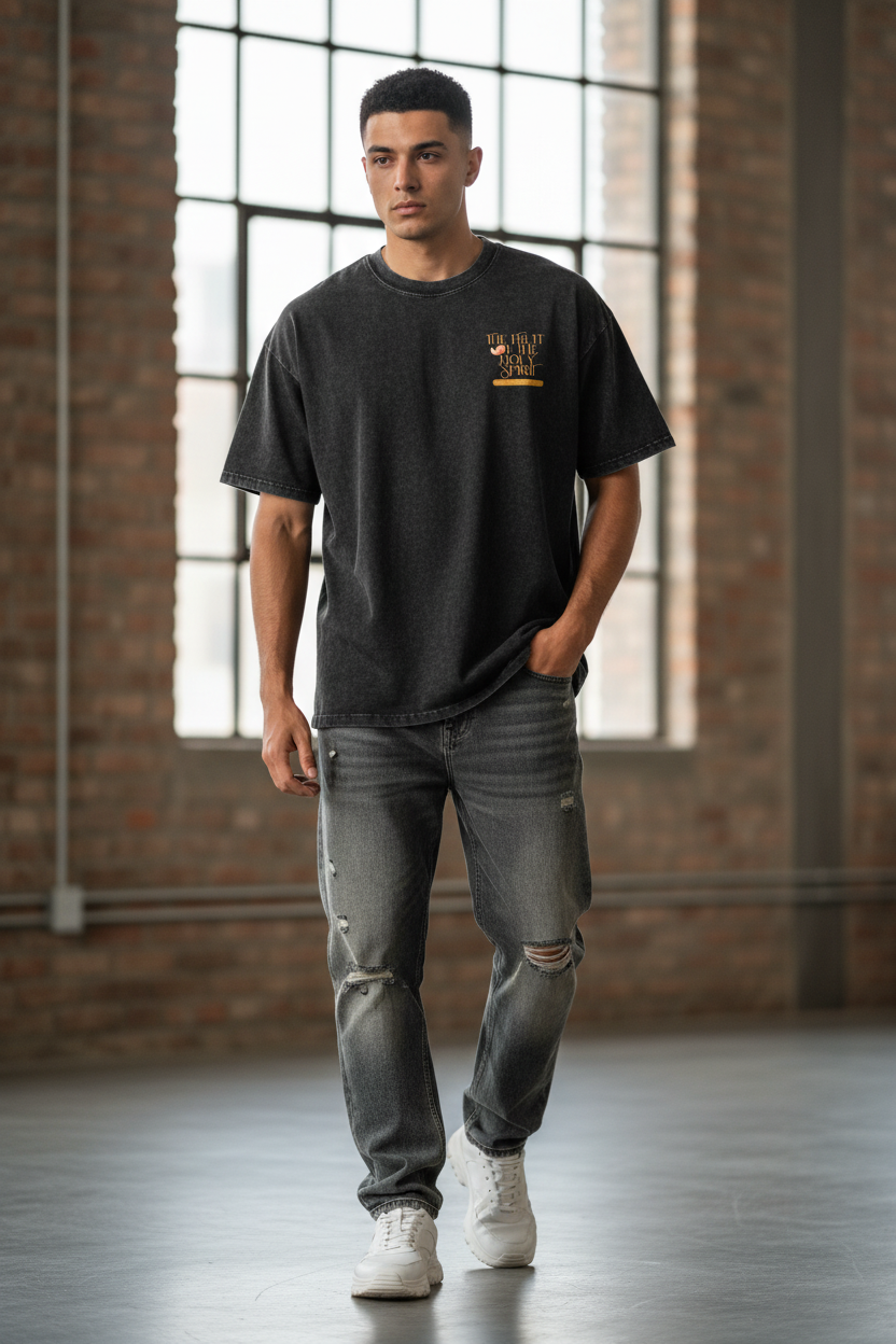 The fruit of the Spirit | Snow Washed Oversized Cotton T-Shirt