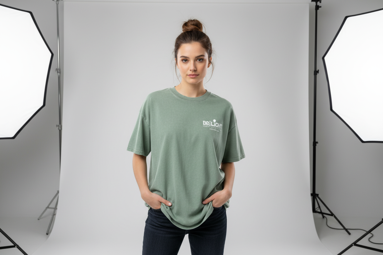 Be the Light | Snow Washed Oversized Cotton T-Shirt
