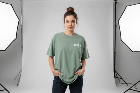 Be the Light | Snow Washed Oversized Cotton T-Shirt