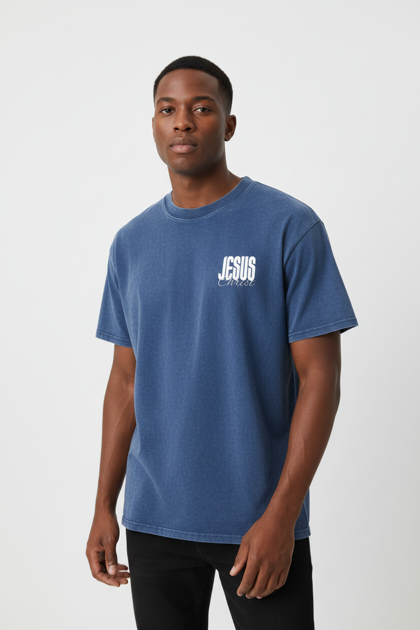 One name - Jesus | Snow Washed Oversized Cotton T-Shirt