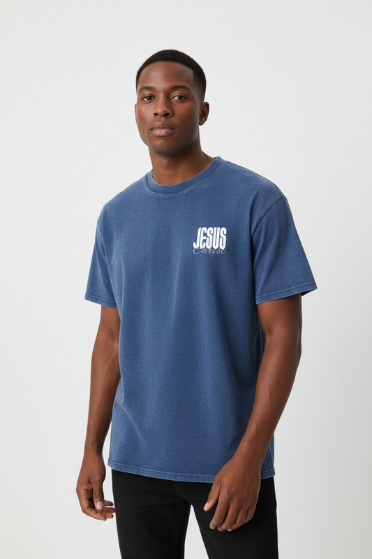 One name - Jesus | Snow Washed Oversized Cotton T-Shirt