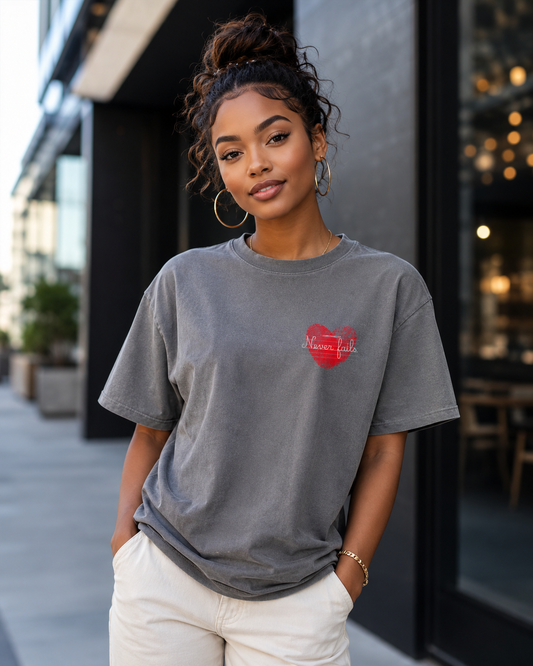 Love Never Fails | Vintage Washed Oversized Cotton T-Shirt