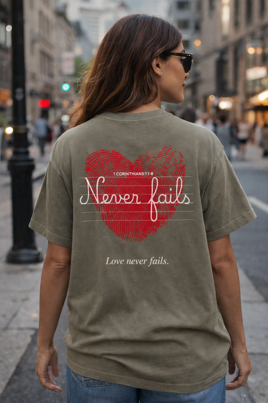 Love Never Fails | Vintage Washed Oversized Cotton T-Shirt