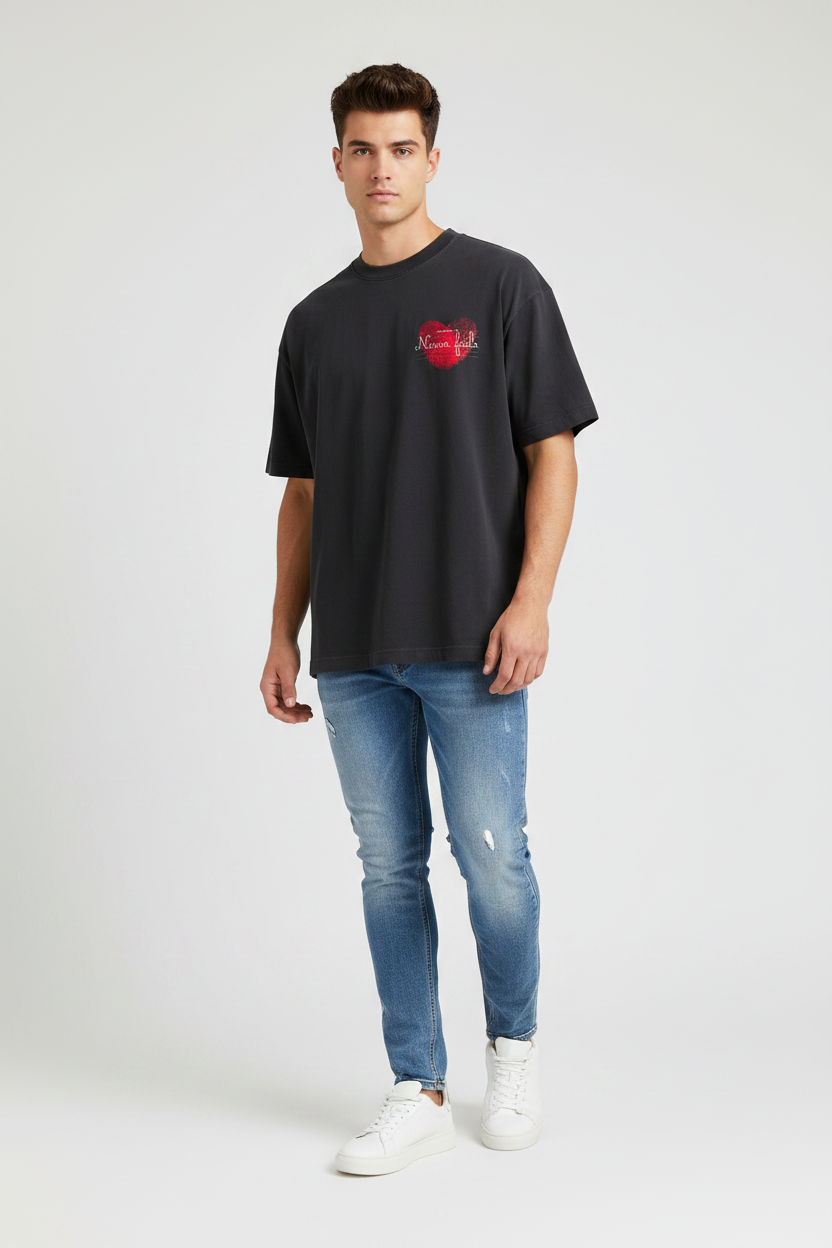 Love Never Fails | Vintage Washed Oversized Cotton T-Shirt