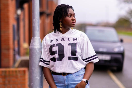 Psalm 91 (White) Taped Mesh T-Shirt
